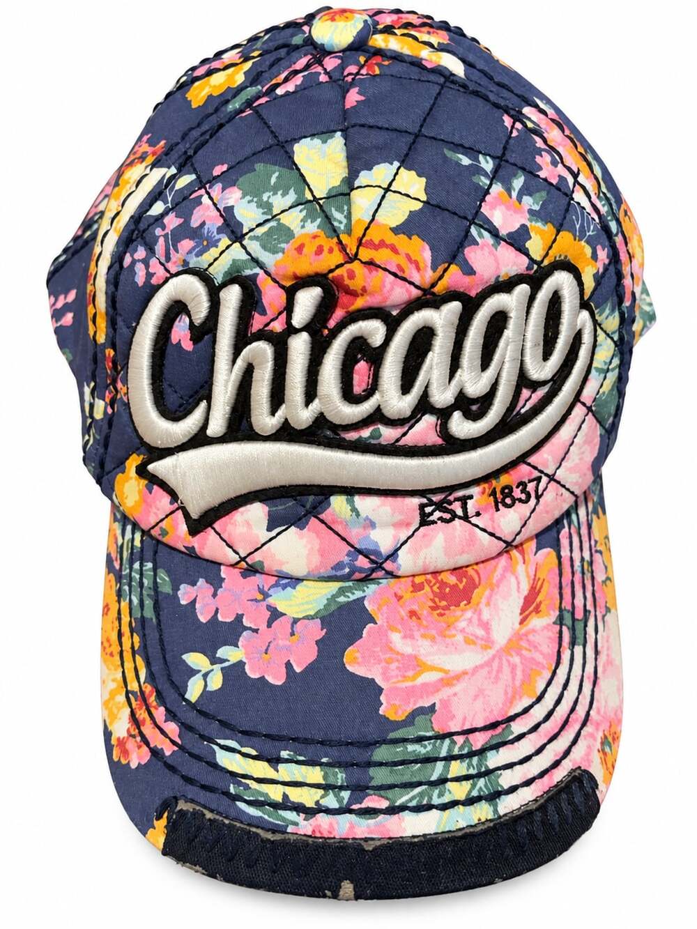Robin Ruth Chicago Embroidered Floral Print Snapback Hat